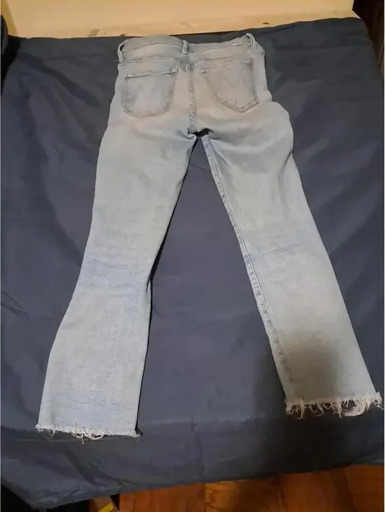 Mother The Insider Crop Step Fray Jeans Womens 29x25.5 Blue High Rise Denim - Picture 9 of 14